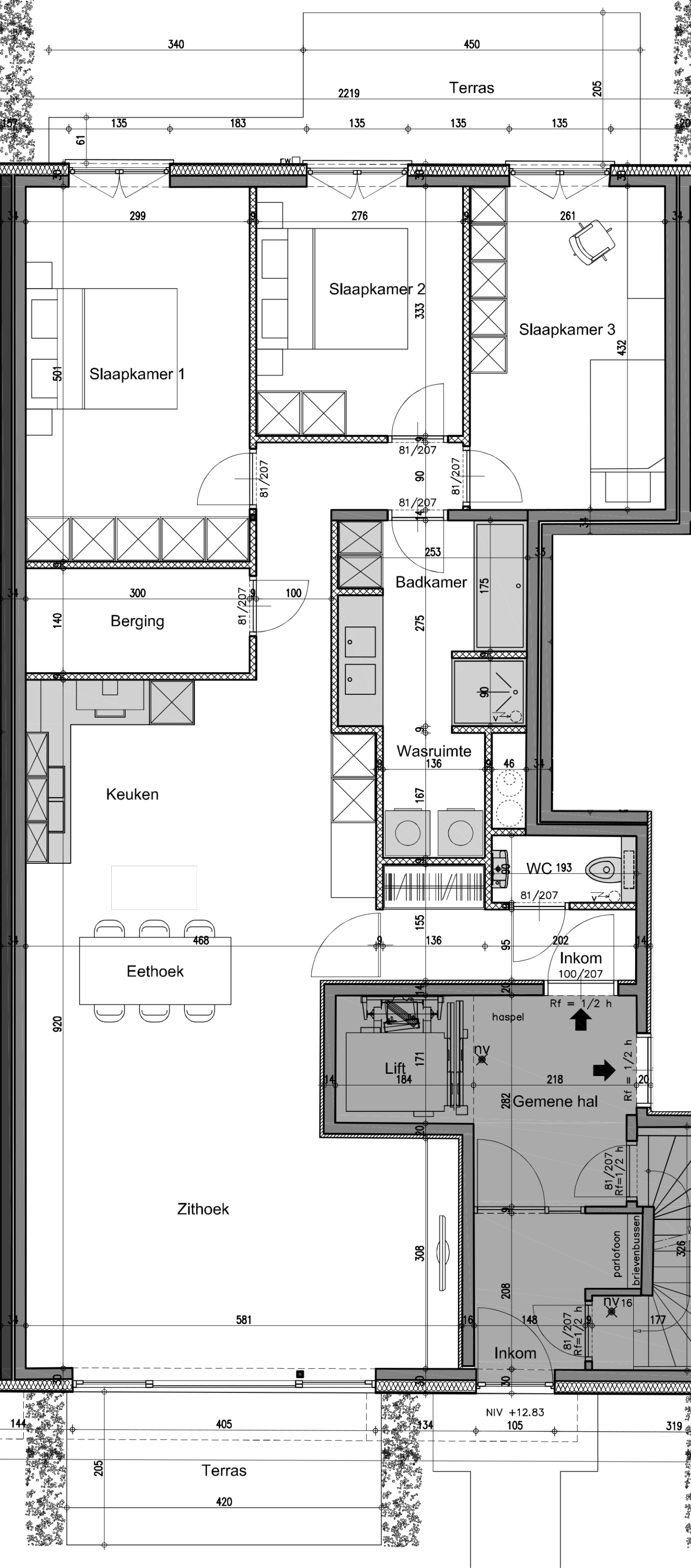 Grondplan van het appartement